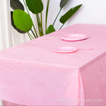 Meja plastik merangkumi parti tablecloth bayi merah jambu